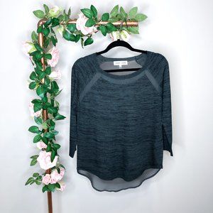 3/$30 John and Jenn Grey Knit Top with Sheer Back